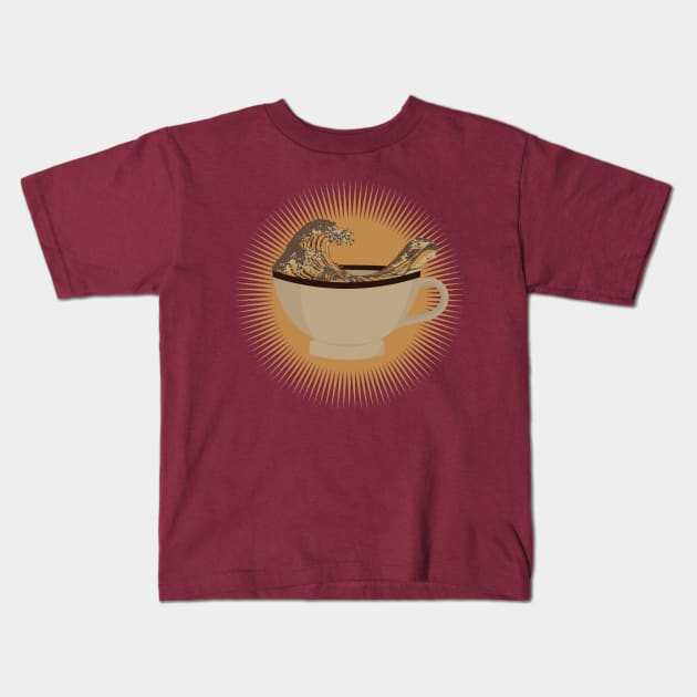 coffee wave,gifts,gift,coffee,coffee cup,cup,caffeine Kids T-Shirt by teenices